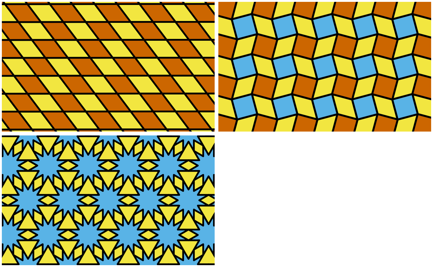 Three different tilings using rhombi