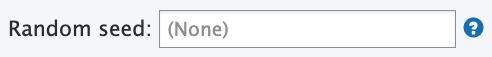 Screenshot of the test recorder interface showing the random seed configuration field where users can set a seed value to ensure reproducible test results for applications using random number generation